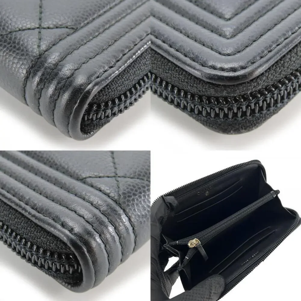 CHANEL Black Caviar Leather Wallet